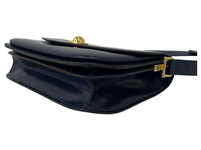 Céline Celine Vintage Starball Logo Hardware Leder Mini Schultertasche Marineblau - Ansicht 8