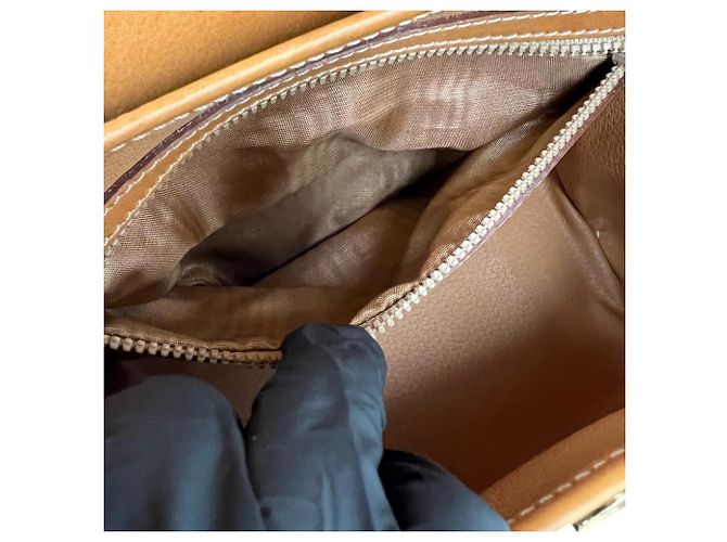 Céline Celine Vintage Macadam Blazon Pattern Mini Boston Tasche aus Leder Braun - Ansicht 10