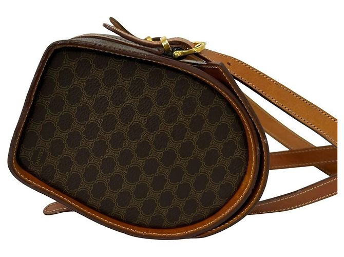 Céline Celine Vintage Macadam Blazon Pattern Mini Boston Tasche aus Leder Braun - Ansicht 6