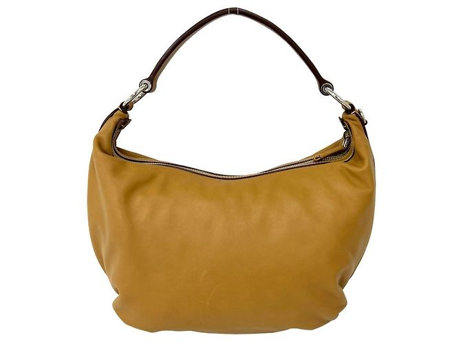 Prada Logo-Embossed Beige Leather Handbag - view 3