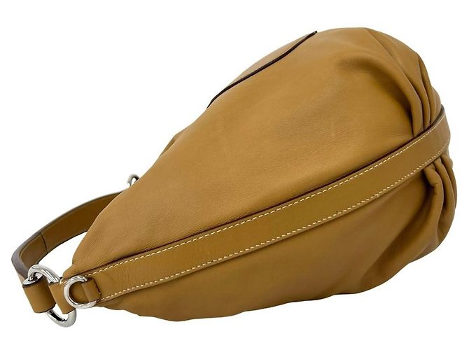 Prada Logo-Embossed Beige Leather Handbag - view 5