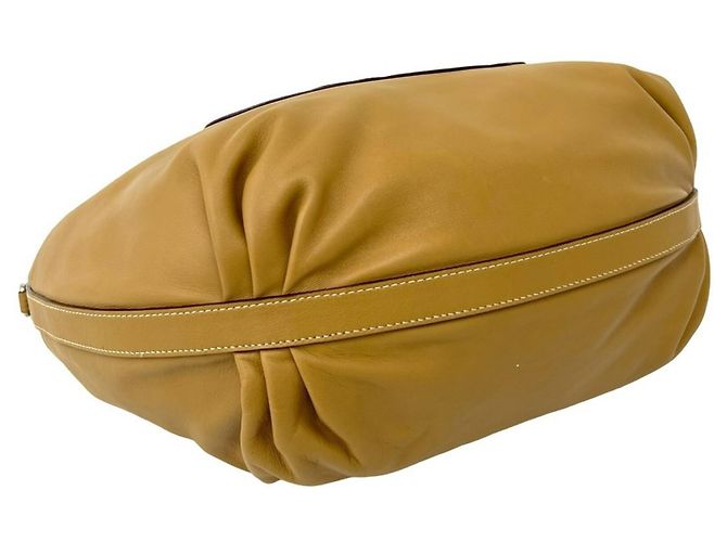 Prada Logo-Embossed Beige Leather Handbag - view 7