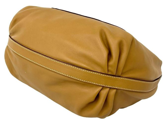Prada Logo-Embossed Beige Leather Handbag - view 8
