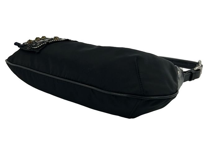 Mini Bolsa Boston Gucci em Lona e Couro Preto - vista 11