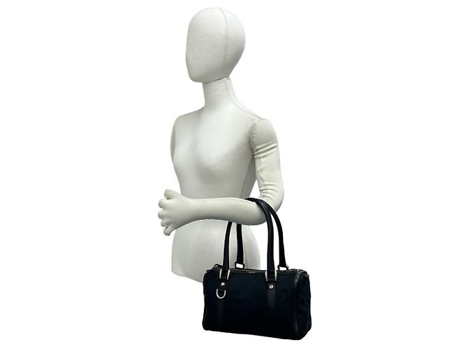 Mini Bolsa Boston Gucci em Lona e Couro Preto - vista 2
