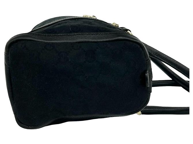 Mini Bolsa Boston Gucci em Lona e Couro Preto - vista 6