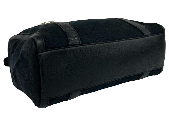 Mini Bolsa Boston Gucci em Lona e Couro Preto - vista 7