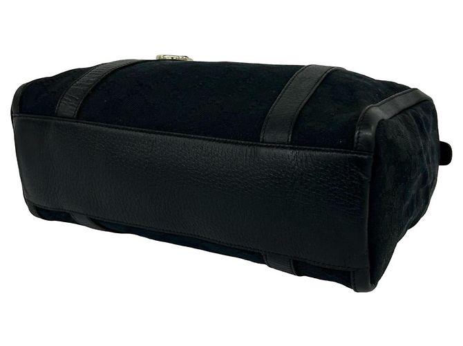 Mini Bolsa Boston Gucci em Lona e Couro Preto - vista 8