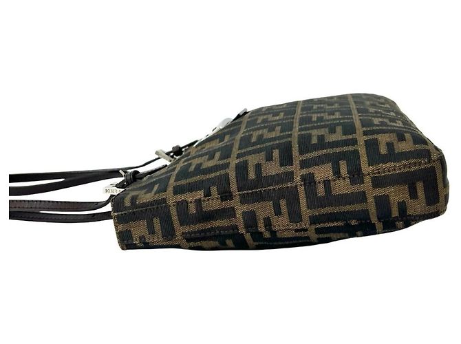 Borsa Tote Fendi Zucca FF Pattern Canvas Leather Marrone Nero - vista 5