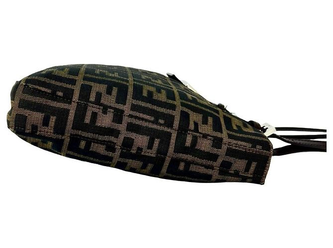 Borsa Tote Fendi Zucca FF Pattern Canvas Leather Marrone Nero - vista 6