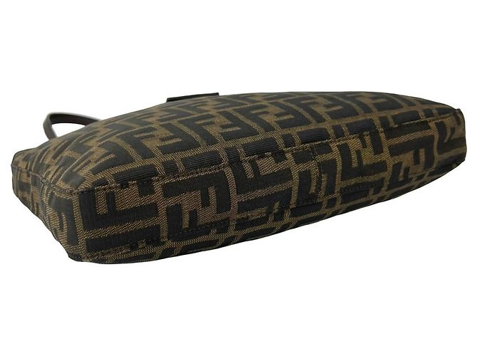 Borsa Tote Fendi Zucca FF Pattern Canvas Leather Marrone Nero - vista 7