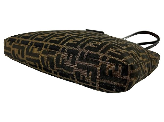 Borsa Tote Fendi Zucca FF Pattern Canvas Leather Marrone Nero - vista 8