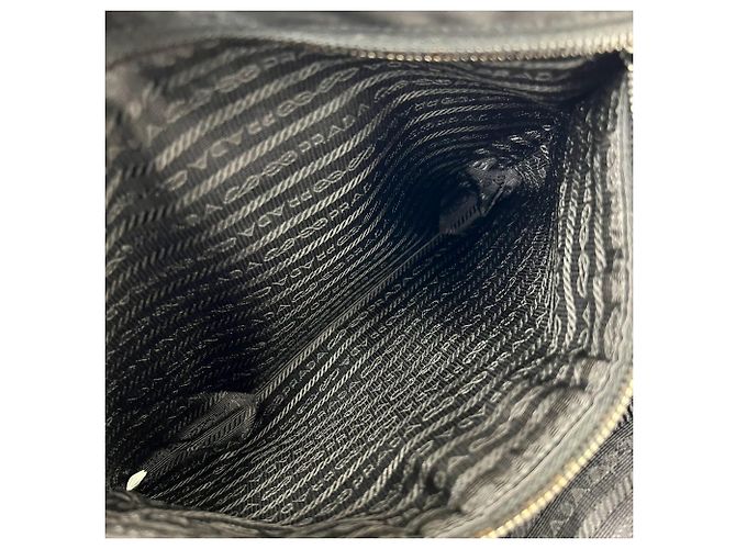 Bolso de hombro Prada en nylon Tessuto Pocono y cuero Saffiano con logo triangular Negro - vista 10