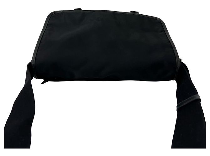 Bolso de hombro Prada en nylon Tessuto Pocono y cuero Saffiano con logo triangular Negro - vista 4