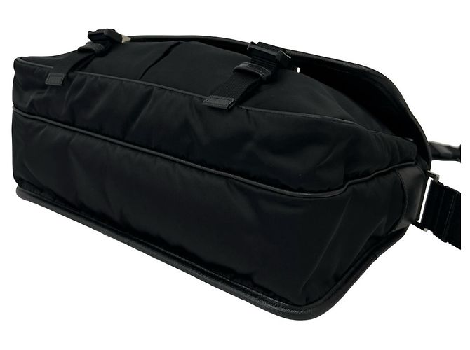 Bolso de hombro Prada en nylon Tessuto Pocono y cuero Saffiano con logo triangular Negro - vista 8