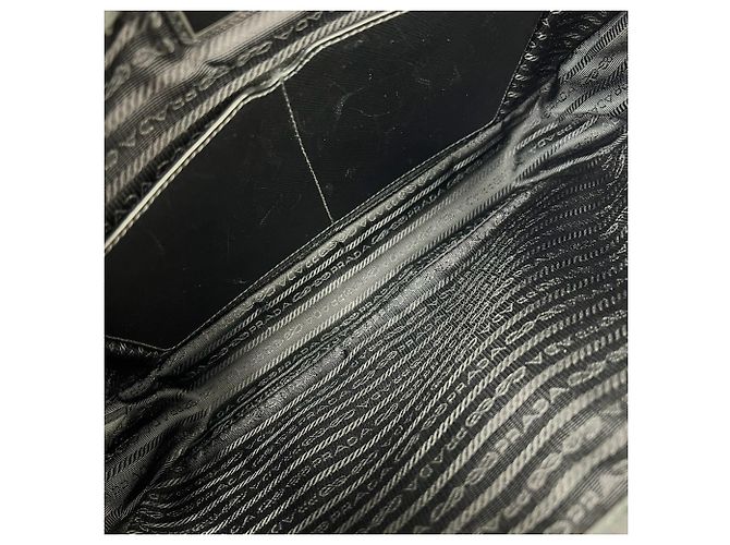 Bolso de hombro Prada en nylon Tessuto Pocono y cuero Saffiano con logo triangular Negro - vista 9