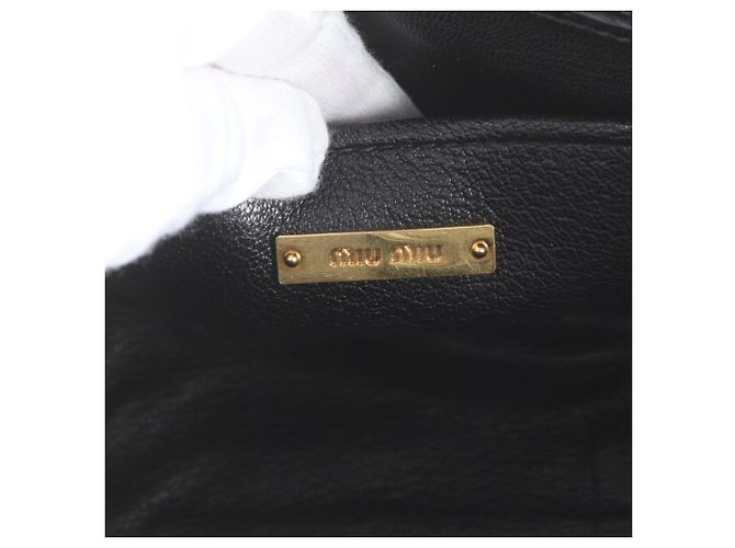 Miu Miu Biker Denim Quilted Leather Handbag Tote Bag RN1032 Nero Blu - vista 8