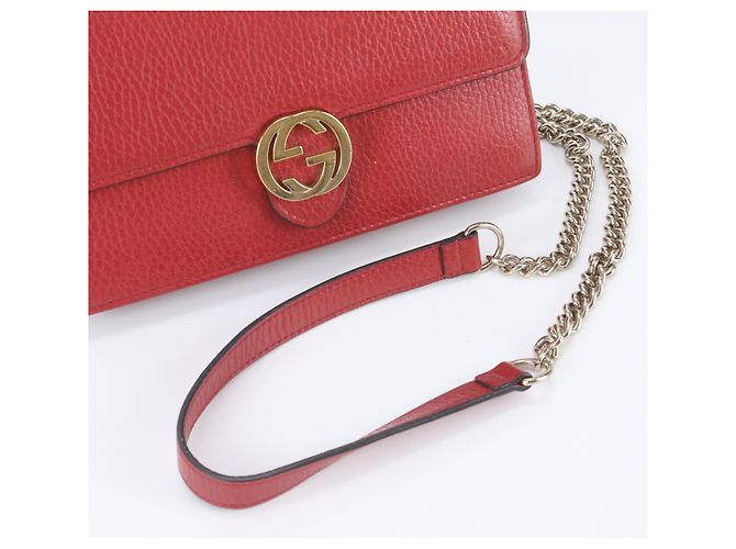 Gucci Interlocking G Leder 2-Way Kettentasche Rot - Ansicht 2