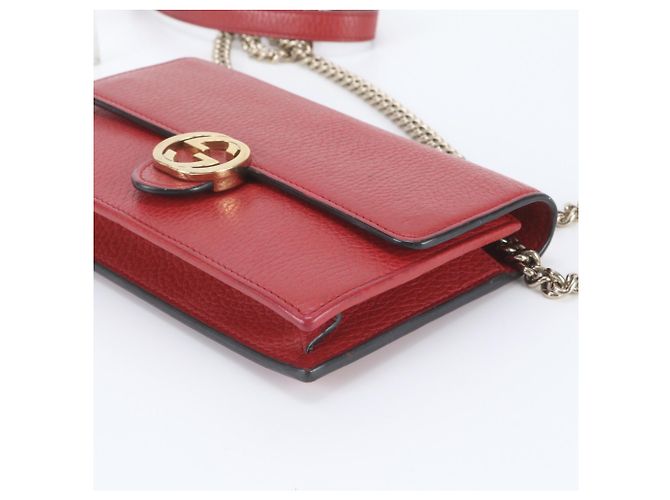 Gucci Interlocking G Leder 2-Way Kettentasche Rot - Ansicht 4