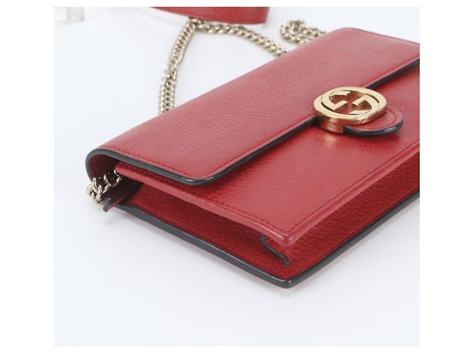 Gucci Interlocking G Leder 2-Way Kettentasche Rot - Ansicht 5