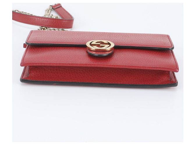 Gucci Interlocking G Leder 2-Way Kettentasche Rot - Ansicht 6