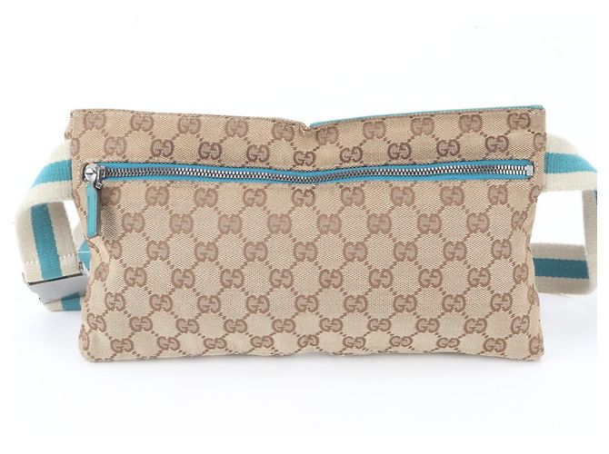 Borsa a tracolla/vita 2-way Gucci GG Canvas e pelle Marrone Blu - vista 4