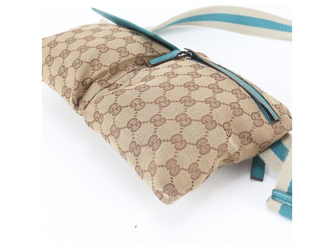 Borsa a tracolla/vita 2-way Gucci GG Canvas e pelle Marrone Blu - vista 5