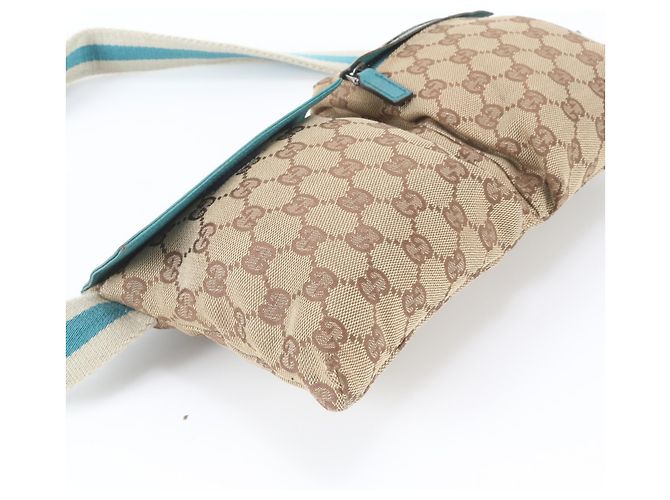 Borsa a tracolla/vita 2-way Gucci GG Canvas e pelle Marrone Blu - vista 6