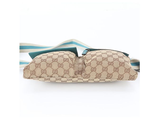 Borsa a tracolla/vita 2-way Gucci GG Canvas e pelle Marrone Blu - vista 7