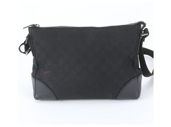 Borsa a tracolla Gucci GG Canvas Leather Nero - vista 3