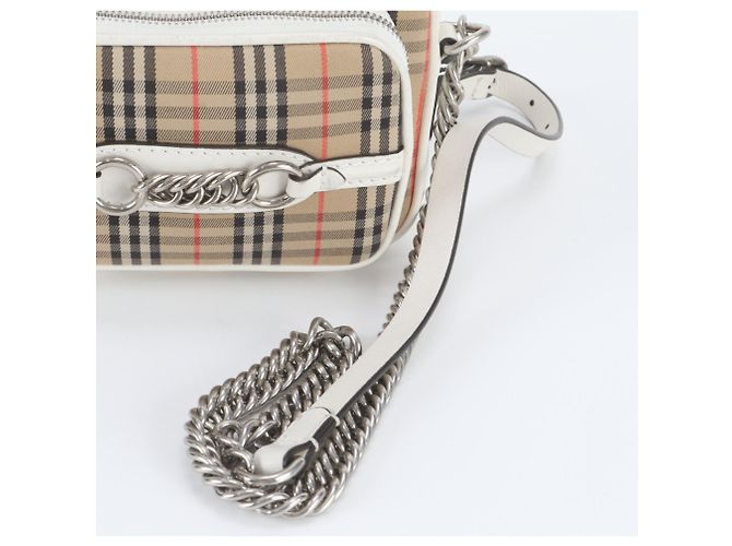 Bolsa de Ombro Burberry Nova Check em Couro e Lona Bege - vista 2