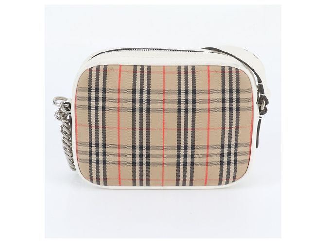 Bolsa de Ombro Burberry Nova Check em Couro e Lona Bege - vista 3