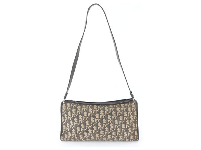Borsa a tracolla in pelle Christian Dior Trotter Nero Beige - vista 3