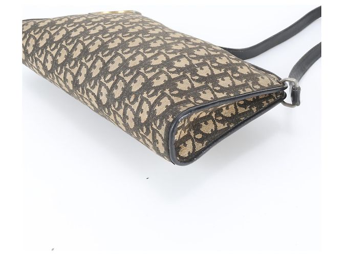 Borsa a tracolla in pelle Christian Dior Trotter Nero Beige - vista 4