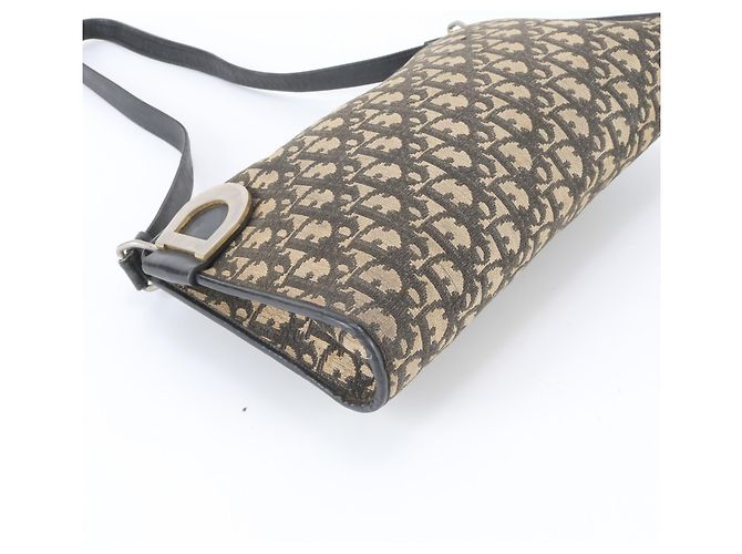 Borsa a tracolla in pelle Christian Dior Trotter Nero Beige - vista 5