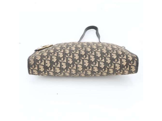 Borsa a tracolla in pelle Christian Dior Trotter Nero Beige - vista 6