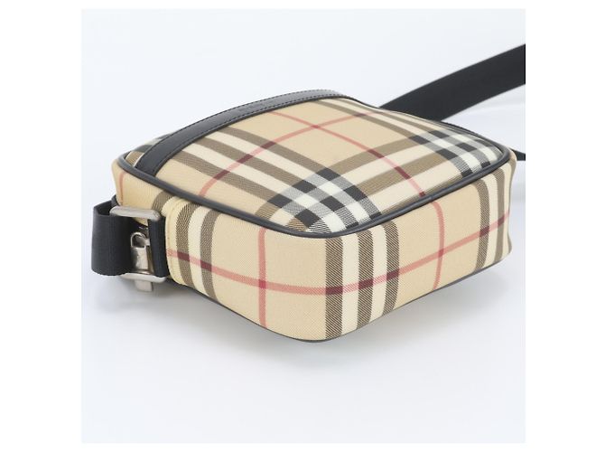 Burberry Nova Check Schultertasche aus Leder Beige - Ansicht 5
