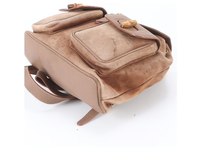 Borsa a tracolla in pelle Gucci Old Bamboo Marrone - vista 3