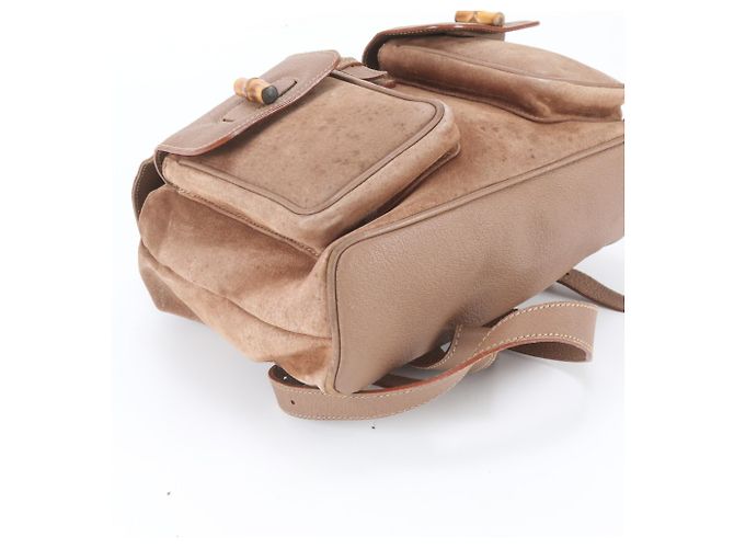 Borsa a tracolla in pelle Gucci Old Bamboo Marrone - vista 4