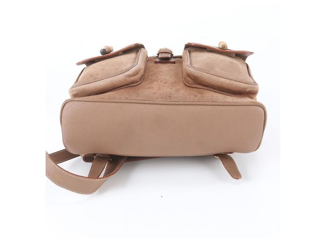 Borsa a tracolla in pelle Gucci Old Bamboo Marrone - vista 5