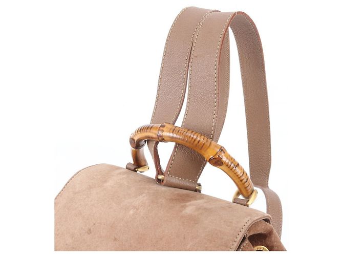 Borsa a tracolla in pelle Gucci Old Bamboo Marrone - vista 6