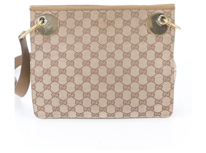 Bolso de hombro Gucci GG Canvas Eclipse de piel Castaño Beige - vista 3