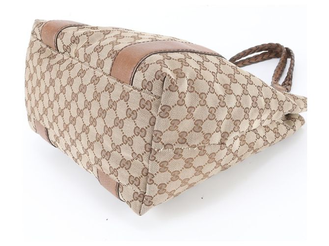 Borsa Tote e a Tracolla Gucci GG Canvas Bamboo Marrone Beige - vista 4