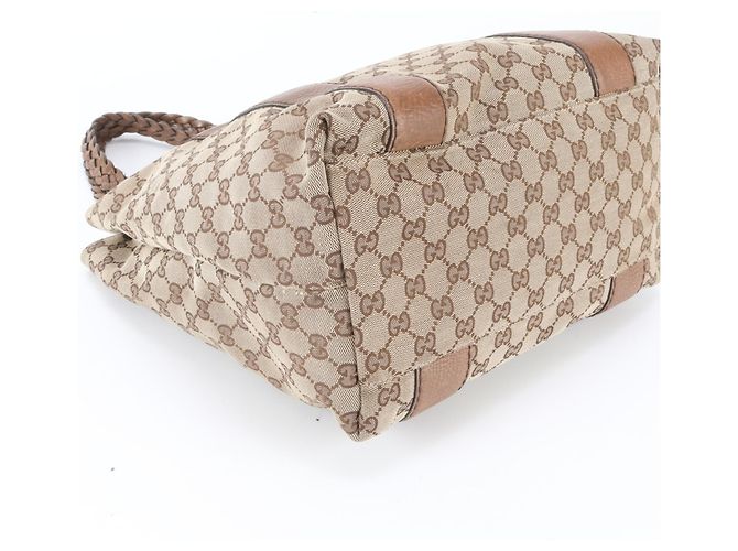 Borsa Tote e a Tracolla Gucci GG Canvas Bamboo Marrone Beige - vista 5