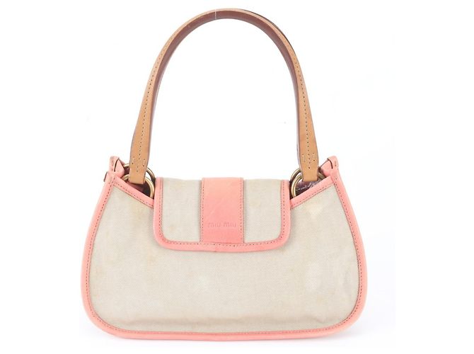 Miu Miu Lederhandtasche Tote Bag Pink Beige - Ansicht 3