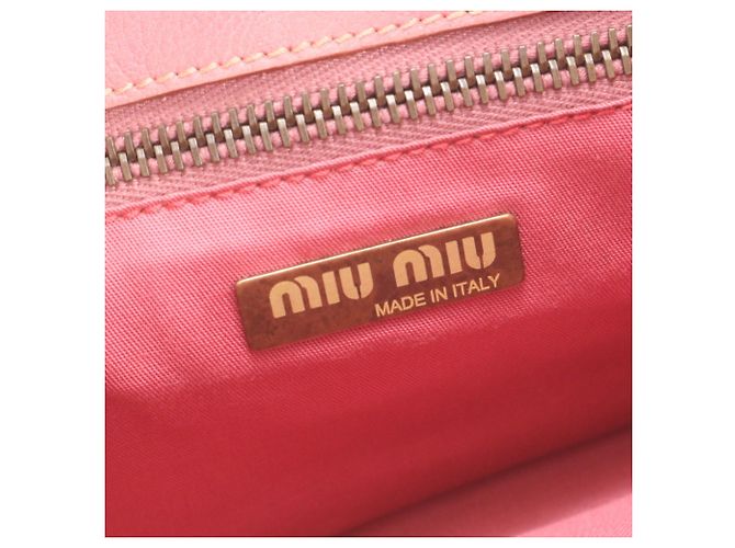 Miu Miu Lederhandtasche Tote Bag Pink Beige - Ansicht 8