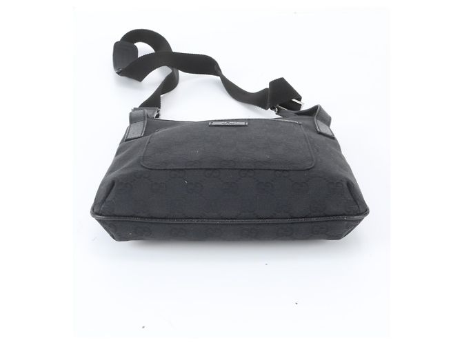 Borsa a tracolla Gucci GG Canvas Leather Nero - vista 6