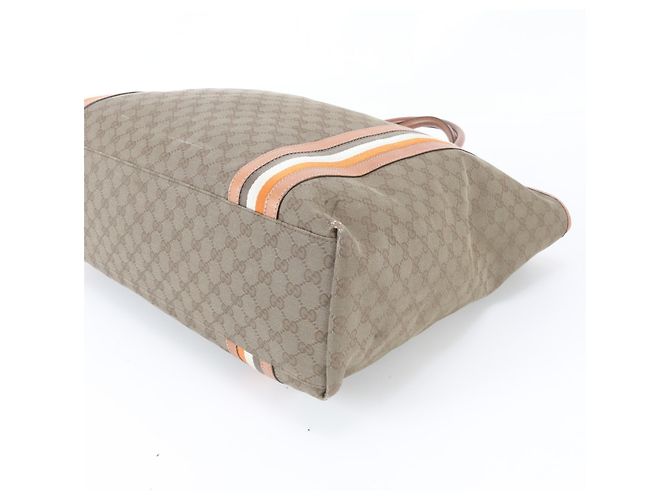 Borsa Tote Gucci in tela GG e pelle Beige Cammello - vista 4