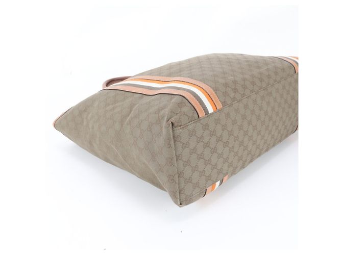 Borsa Tote Gucci in tela GG e pelle Beige Cammello - vista 5