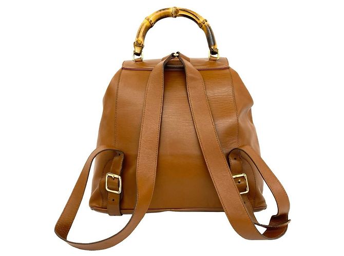 GUCCI Vintage Bamboo Leder-Rucksack Braun - Ansicht 3